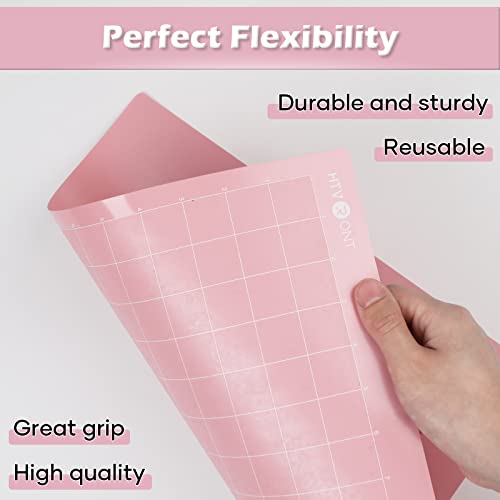 HTVRONT Fabric Grip Cutting Mats for Cricut, 2 Pack Cutting Mats 12x12 for Cricut Maker/Maker 3/Explore 3/Air/Air 2/One, Fabric Adhesive Sticky Pink HTVRONT