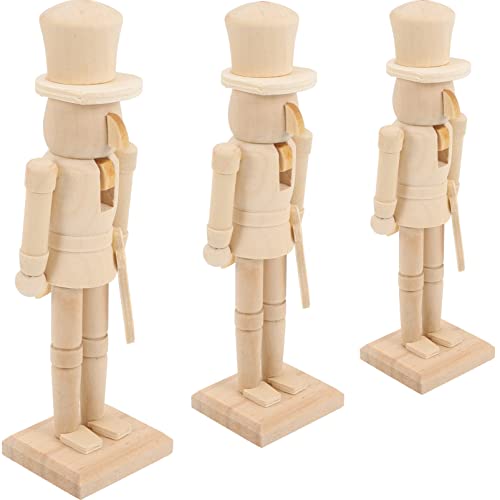 NOLITOY Unfinished Wooden Peg People Doll 3pcs Wood Unfinished Nutcracker Christmas Blank Nutcracker Soldier Figurines for DIY Crafts Unpainted NOLITOY