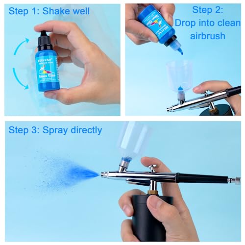 Airbrush Paint Set - 30 Colors Airbrush Paint with 2 Cleaning Brush, Ready to Spray Airbrush Kit, Water Based Acrylic Air Brush Paint for Metal, ERCorArt