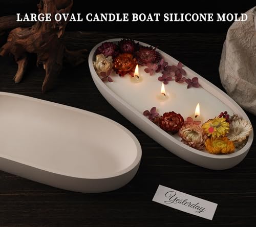 Wehous Large Bowl Resin Mold, 11.6'' Oval Bowl Silicone Molds for Resin Concrete Cement, Epoxy Casting Mold for Jewelry Makeup Storage Container Wehous