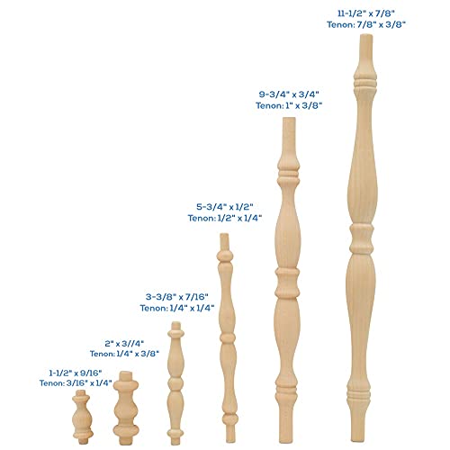 Wooden Baluster Spindles 1-1/2", Pack of 25 Wood Spindles for Crafts, Woodworking, and Furniture, by Woodpeckers Woodpeckers