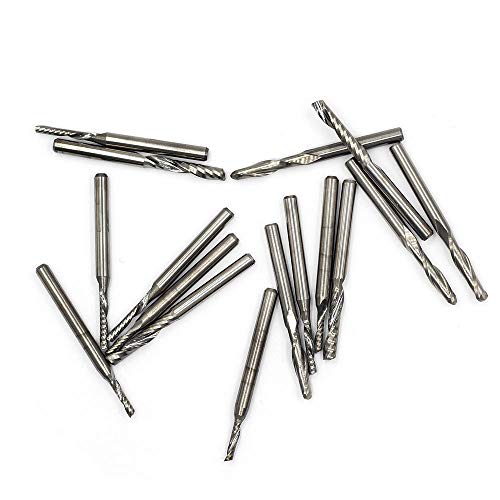 OSCARBIDE 16 Pieces/Set Carbide End Mills CNC Spiral Router Bits,Include 4 Pieces 1/8”Shank 2 Flutes Ball Nose,12 Pieces 1 Flutes Milling Cutters for OSCARBIDE