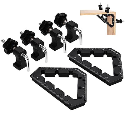 GOINGMAKE Corner Clamps for Woodworking Tools 45 and 90 Degree Clamps Aluminum Alloy Positioning Squares Right Angle Clamps Clamping Squares for