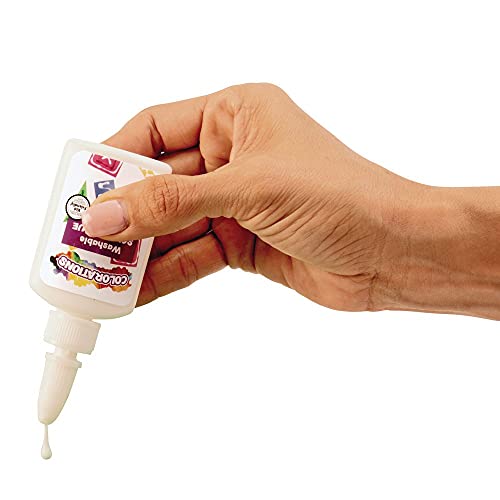 Colorations Washable White Glue, Set of 12, 1.25 oz Bottles, Easy Spout Applicator, Dries Clear, Non-Toxic, School and Home Use Colorations