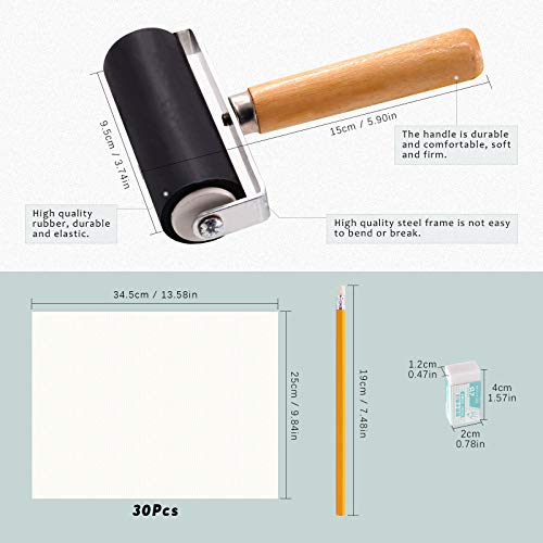 Swpeet 41Pcs Rubber Stamp Making Kit, Rubber Stamp Carving Blocks, 1 Whetstone, Craft Knife, Ink Roller, Plastic Stamp, Wooden Stamp and Rice Paper Swpeet