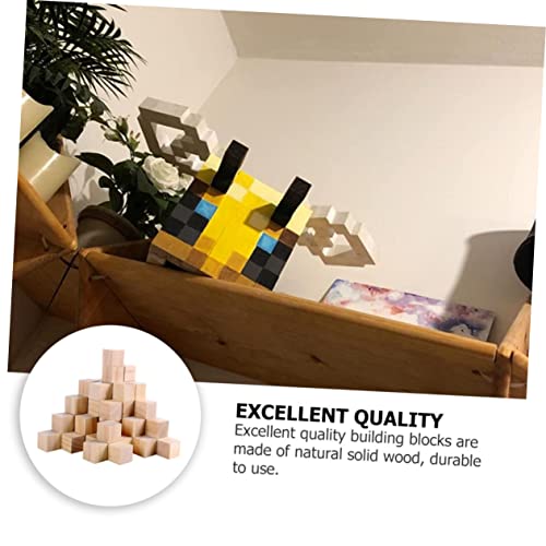 Operitacx 50pcs Wooden Cube Unfinished Wooden Blocks Natural Wood Cube Photo Blocks DIY Stacking Toy Blank Puzzle Wood Squares Mini Toy Wood Cubes Operitacx