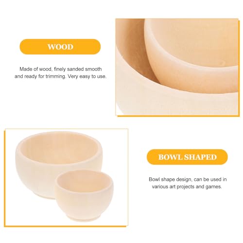KALLORY Unfinished Wood Bowl 2Pcs Unpainted Blank Mini Wooden Bowls Tabletop Decoration for DIY Painting Graffiti Drawing Craft Basket Stuffers KALLORY