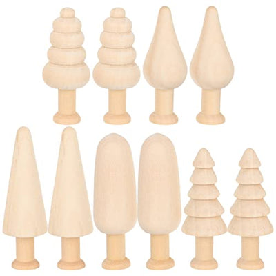 jojofuny Unfinished Wooden Trees 10pcs, Wooden Trees for Crafts Wood Blank Painting Tree Toy Aesthetic Tree Decoration 10pcs