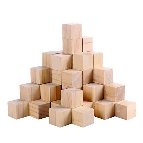 Supla 120pcs 1 inch Natural Solid Cube Wooden Unfinished Craft Wood Blocks Wood Cubes for DIY Craft Gifts (120pcs) Supla