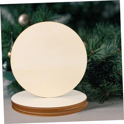 Tofficu 20pcs DIY Graffiti Wood Chips Christmas Decor Wooden Plate Decoupage Paper Round Cutout Tiles Unfinished Wood Circles Unfinished Wooden Board Tofficu