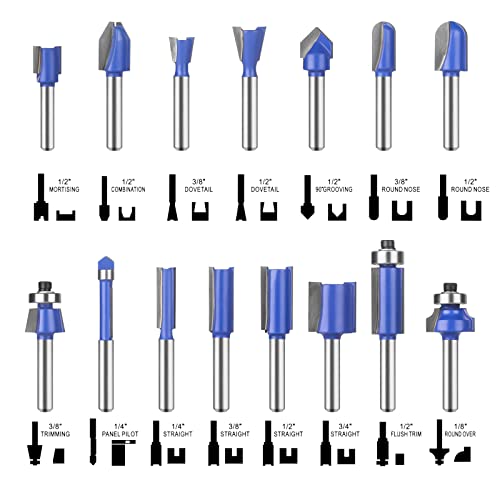UTRUSTTO 1/4" Router Bit Set 24 Pieces, 1/4 Inch Shank Tungsten Carbide Router Bits, for Professional and Beginners Carpenter UTRUSTTO