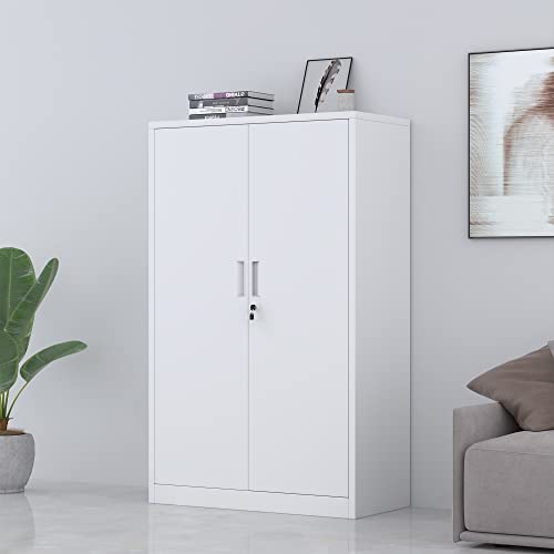 iJINGUR Metal Storage Cabinet with Locking Doors and 3 Adjustable Shelves, 53.5-Inch Tall Lockable Steel Storage Cabinets for Home Office Garage iJINGUR