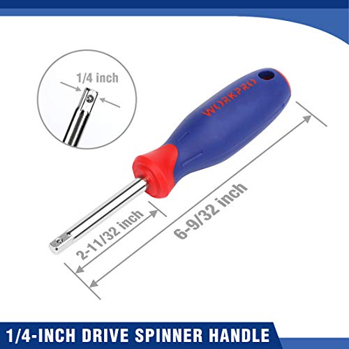 WORKPRO 70-Piece 1/4" Drive Socket Set with Quick-Release Ratchet, Metric and SAE for Auto Repairing & Household, W003068A WORKPRO