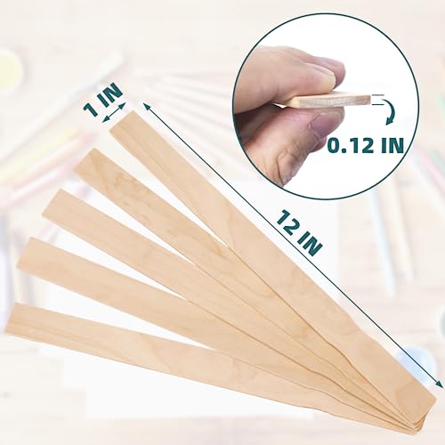 WISYOK 30 Pack 12 Inch Paint Stir Sticks - Wooden Paint Sticks for Mixing, Large Popsicle Sticks for Crafts, Paint Stirrers for Epoxy Resin, Garden WISYOK