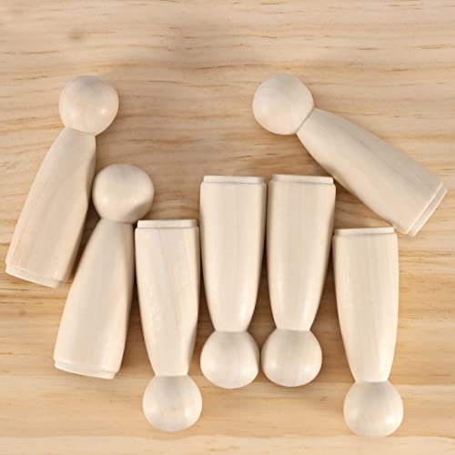 MAHIONG 30 PCS 3.5 Inch Wooden Peg Dolls, Unfinished Wood Angel Girl Shape Peg People Bodies Figures for DIY Craft, Wedding, Cake Toppers, Painting MAHIONG