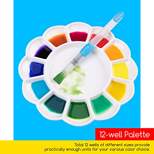 MEEDEN 12-Well Ceramic Paint Palette, Porcelain Paint Palette Tray, Artist Watercolor Mixing Palette, Palette for Acrylic, Watercolor, Gouache MEEDEN