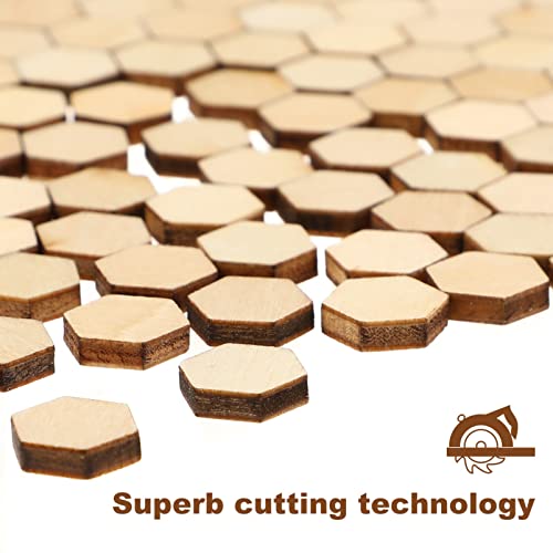 MAGICLULU 200 Pcs Unfinished Wood Hexagon Pieces Unfinished Wood Cutout Hexagon Shape Hexagon Blank Unfinished Wood Slices for Craft DIY Projects MAGICLULU