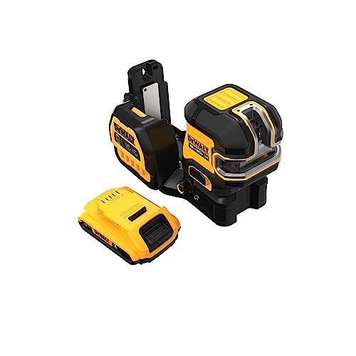 DEWALT 20V/12V MAX Laser Level, Cross Line Laser and 5 Spot Laser, Green, Bare Tool Only (DCLE34520GB),Yellow DEWALT