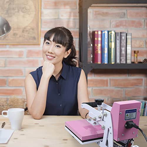 MAIKESUB 12x10 Inch High Pressure Heat Press Machine for T Shirts Digital Industrial Sublimation Printer for Heat Transfer Vinyl Intelligent Pink MAIKESUB