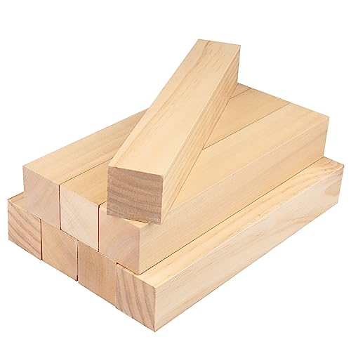 8 Pack Basswood Carving Blocks, 12x2x2 Inches Basswood Blocks for Beginner to Advanced Carvers, Ideal for DIY Projects and Gifts, Soft and Smooth, GNIEMCKIN