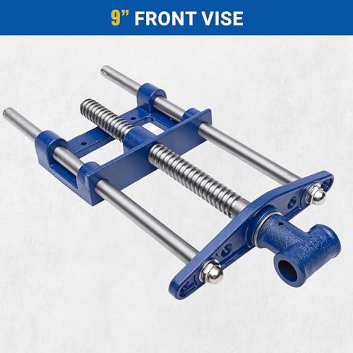 Yost Vises F9WW Front Vise | 9 Inch Woodworking Vise with guide bars | Blue Yost Tools