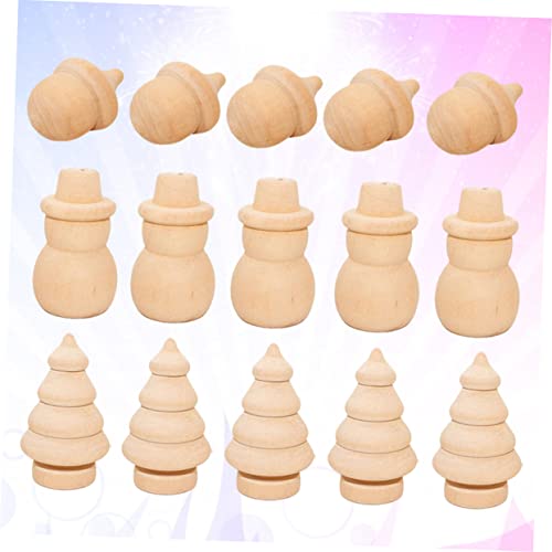 SEWACC 15pcs Wood Decor Natural Home Decor Home Decoration Unfinished Wooden Figurine Unfinished DIY Doll Blank Peg Dolls Household Crafts Wooden SEWACC