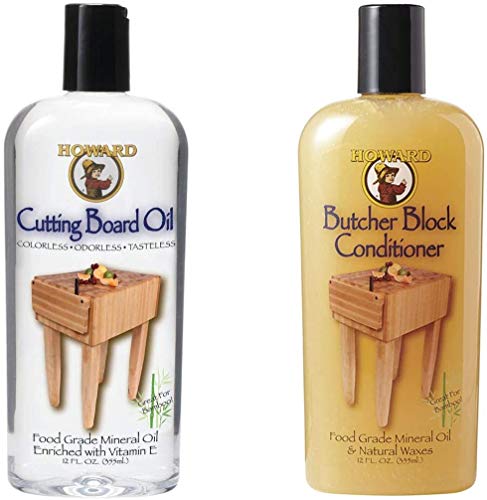 HOWARD Butcher Block Conditioner and Cutting Board Oil, Food Grade Conditioner and Oil, Great for Wooden Bowls and Utensils, Re hydrate your Cutting Howard