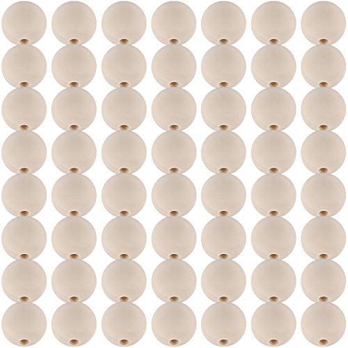HAKZEON 25mm 300 PCS Natural Wooden Beads for Crafts, Round Spacer Unfinished Loose Wood Beads Set for Assorted Jewellery Making, Garland, Home HAKZEON