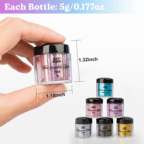 LET'S RESIN 0.08mm Holographic Glitter, Ultra Fine Glitter for Epoxy Resin/Resin Molds, Sparkle Saturated Color Glitter Powder for Nail Art, Slime, LET'S RESIN