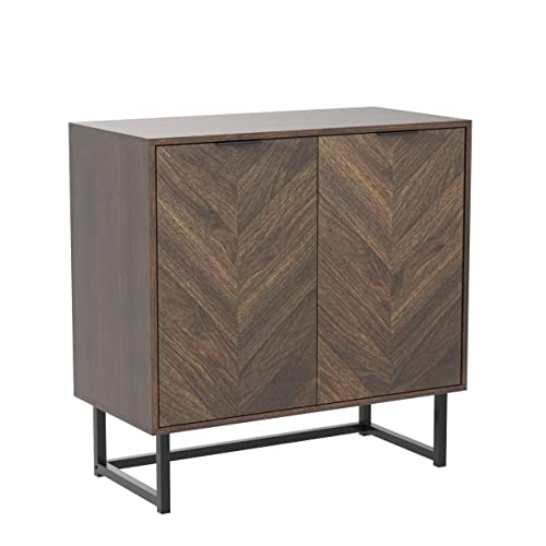 Nathan James Accent Modern Free Standing Buffet Sideboard Hallway, Entryway, Dining Living Room, 1 Storage Cabinet, Enloe - Walnut/Black Nathan James