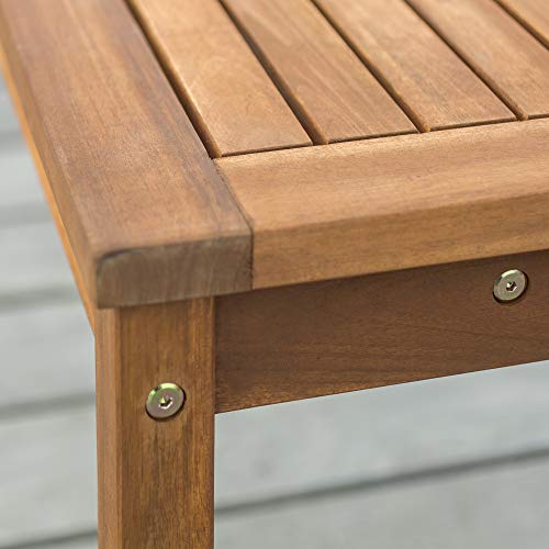 Walker Edison Rendezvous Modern Solid Acacia Wood Slatted Patio Bench, 53 Inch, Brown Walker Edison