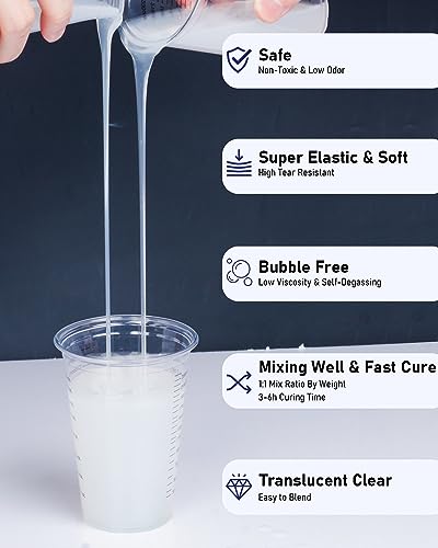 Nicpro 74oz Silicone Mold Making Kit, Platinum Liquid Silicone Rubber for Mold Maker, Translucent Flexible & Food Safe Mix Ratio 1:1 for Casting 3D Nicpro