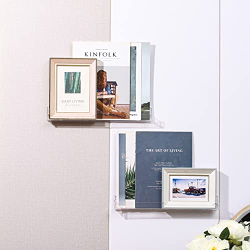 Baosia 4 Pack Wall-Mounted Acrylic Nail Polish Rack with Anti-Slip Inserts - 15 Inch Floating Shelf for Organising Beauty Essentials Baosia