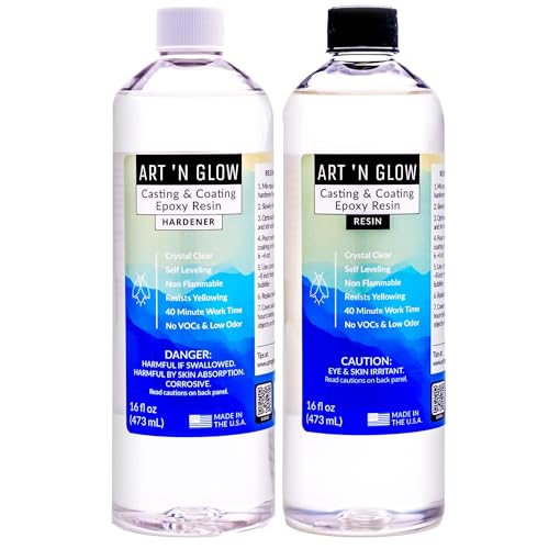 Art ‘N Glow Epoxy Resin for Clear Casting and Coating - 32 Ounce Kit - Perfect for Molds, Crafts, Tumblers, Jewelry, Wood - Food Safe, Bubble Free, Art 'N Glow