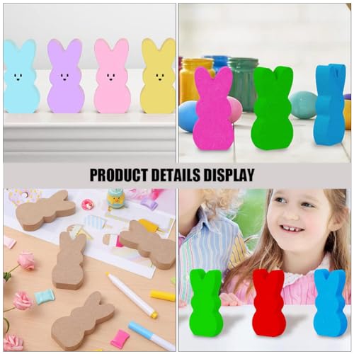 KALLORY Easter Wooden Bunny Cutouts,10pcs Unfinished Wooden Easter Rabbit Cutouts Easter Wood Bunny Slice Ornament for Easter Crafts Easter Spring KALLORY