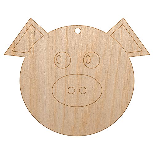 Cute Pig Face Unfinished Craft Wood Holiday Christmas Tree DIY Pre-Drilled Ornament Sniggle Sloth
