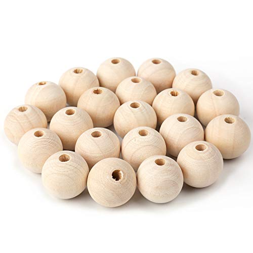 Foraineam 200 Pcs 1 Inch / 25mm Wood Beads Round Wooden Spacer Beads Unfinished Natural Wood Loose Beads Foraineam