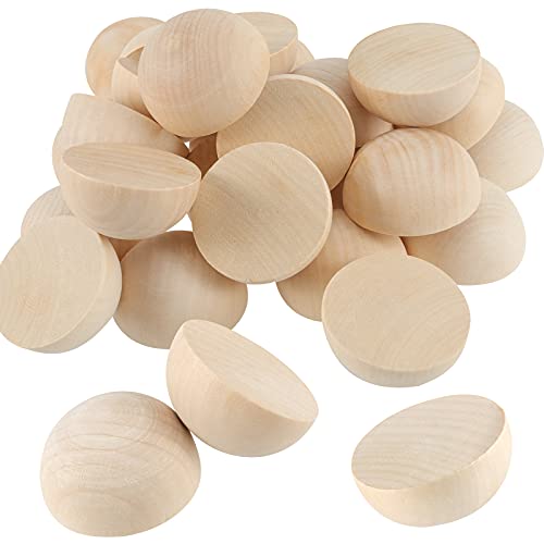 SEHOI 50 Pcs 2 inch Half Wooden Balls, Unfinished Split Wood Balls, Natural Half Wooden Balls for Crafts, Ornaments, DIY Projects