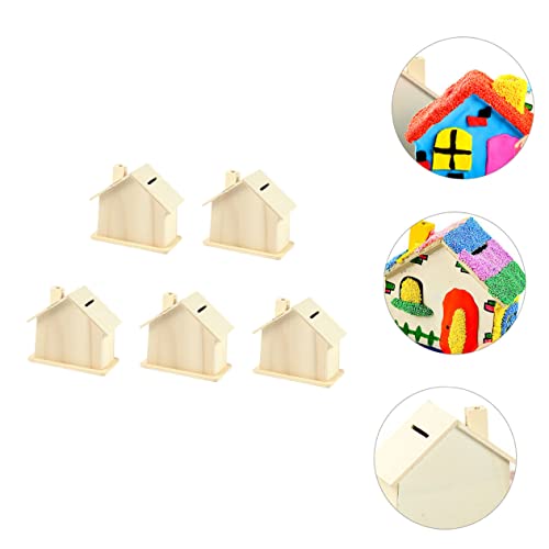 Toddmomy 15 pcs Small House Coin Bank House Craft Kit Unfinished Craft Houses Craft for Kids Unfinished Coin Bank DIY Coin Bank Kid Piggy Bank Doddle Toddmomy