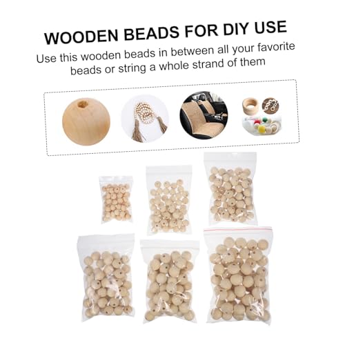 DIYEAH 300 Pcs Wooden Beads African Beads Unfinished Wood Spacer Beads Craft Wood Wreath Beads Wood Beads for Crafts Semi Precious Beads DIY DIYEAH