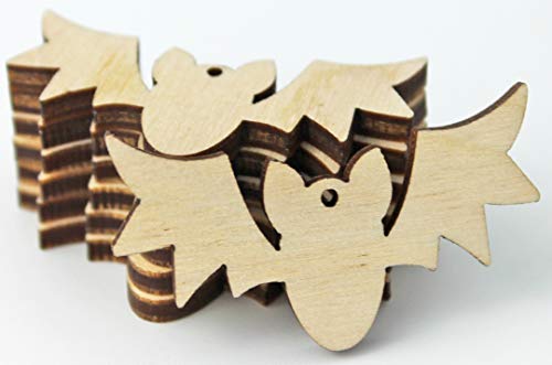 ALL SIZES BULK (12pc to 100pc) Unfinished Wood Wooden Laser Cutout Halloween Bats Dangle Earring Jewelry Blanks Shape Charms Crafts Made in Texas Texan Wood Crafts