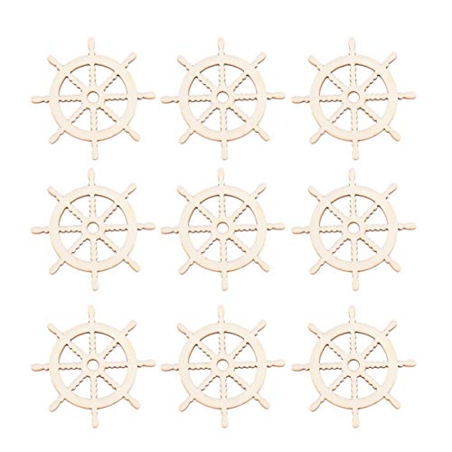 Healifty 100pcs Wooden Rudder Nautical Ornaments Beach Coastal Decor Painted Unfinished Wood Cutouts Shapes Pieces Crafts Pendants for Wedding Table Healifty