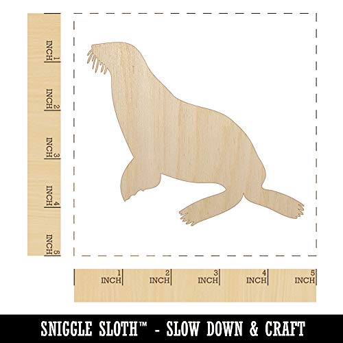 Sea Lion Solid Unfinished Wood Shape Piece Cutout for DIY Craft Projects - 1/4 Inch Thick - 4.70 Inch Size Sniggle Sloth