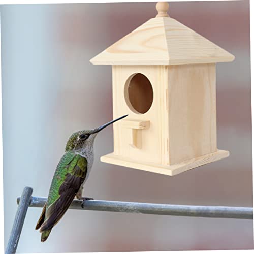 Kisangel Bird Nest Wooden Hummingbird House Birdhouses for Outdoors Bird Houses for Outside Wood Bird Feeder Unfinished Wood Birdhouse Balcony Bird Kisangel