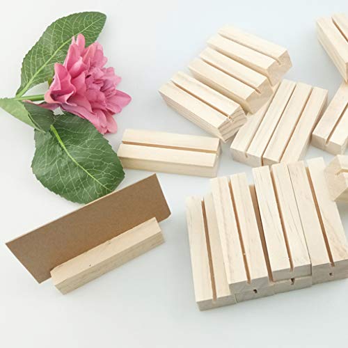 20pcs Natural Wood Memo Clips Photo Holder Business Card Stand Message Unfinished Wood Box with Lock Youngy