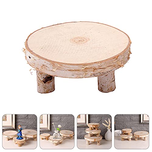 PartyKindom 1Pc Solid Wood Ornaments Candle Holder Wood Slice Table Fruit Tray Cake Stand Wooden Serving Tray Potted Plant DIY Unfinished Wooden PartyKindom