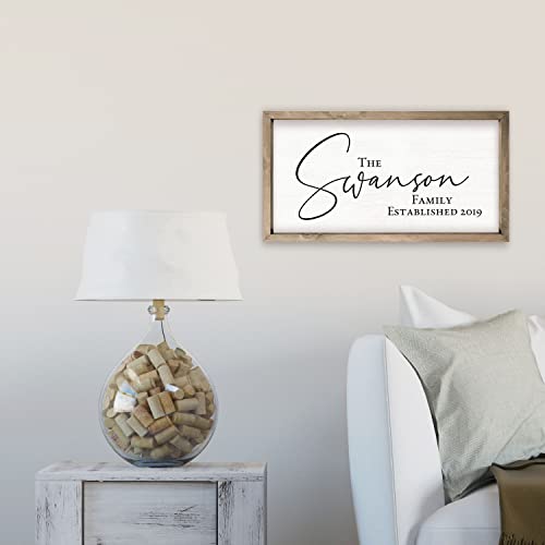 Personalized Framed Wooden Family Name Sign | Custom Family Established Wood Sign | Family Sign Wood Wall Decor… (9" x 18") MRC Wood Products