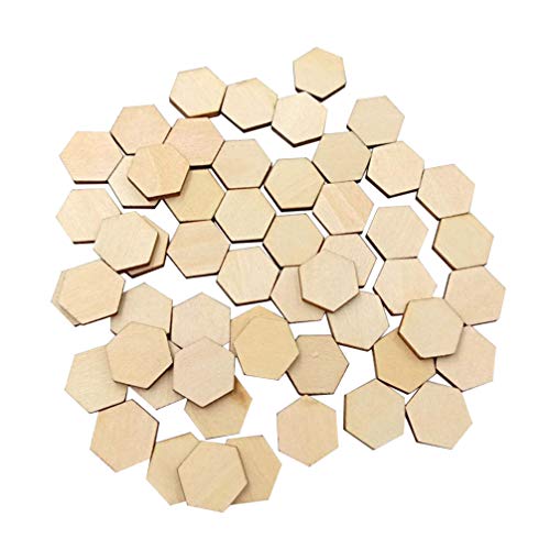 EXCEART 200Pcs 15MM Wooden Pieces Hexagon Wood Shape Unfinished Hexagon Cutout Shapes DIY Craft Project Ornaments Decorations EXCEART