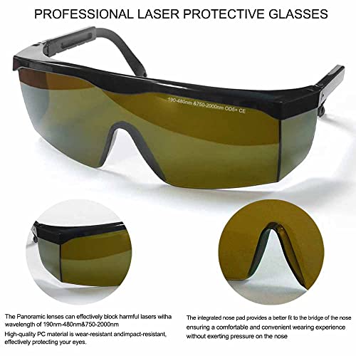 mozeeda Laser Safety Glasses Eye Protection, OD 5+190nm-480nm &750nm-2000nm Wavelength Laser Safety Glasses, Infrared Light for Laser Engraving mozeeda