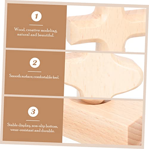 Yardenfun 2pcs Christian Cross Stand up Cross Desktop Cross Decorations Crucifix Handheld Cross Jesus Cross Charms Wooden Cross Ornament Wood Cross Yardenfun